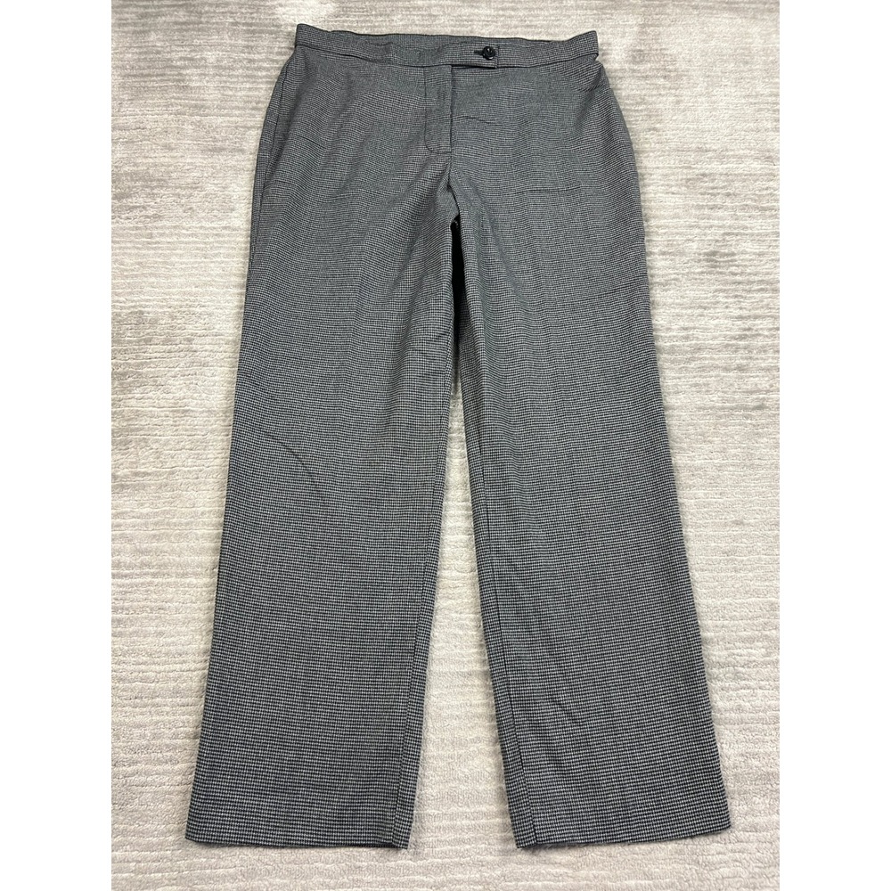 Kim Rogers Dress Pants Womens 14 Short Black Houndstooth Straight Leg Stretch